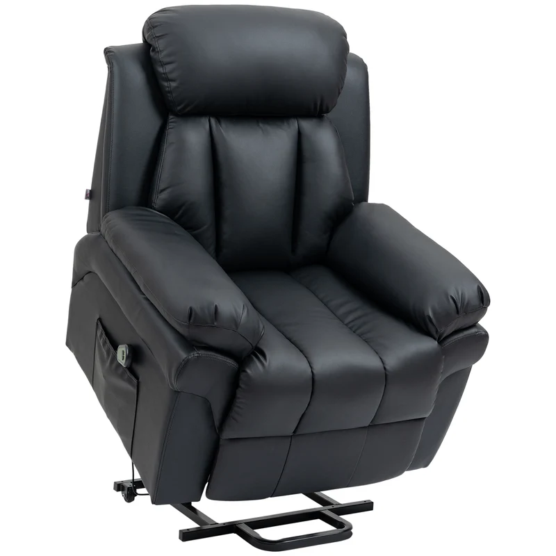 Fauteuil releveur électrique salon 96 x 93 x 105 cm repose-pieds réglable inclinaison 150° classique pratique en PU noir 21_0000857
