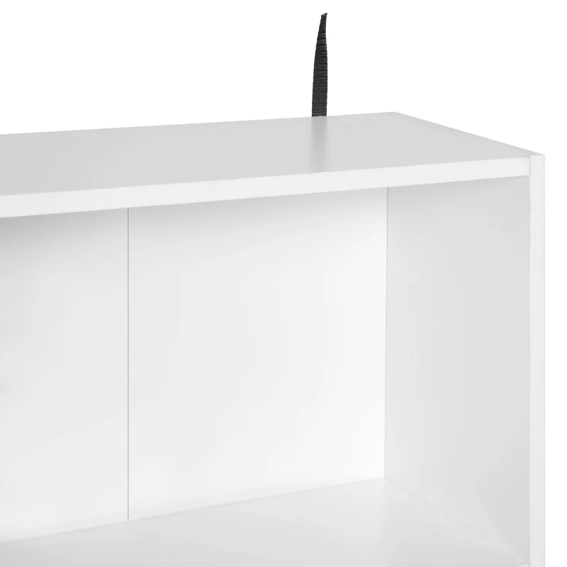 Bibliothèque rangement scandinave 80 x 23,5 x 123 cm 6 compartiments avec placard épuré en panneaux de particules blanc 21_0002411