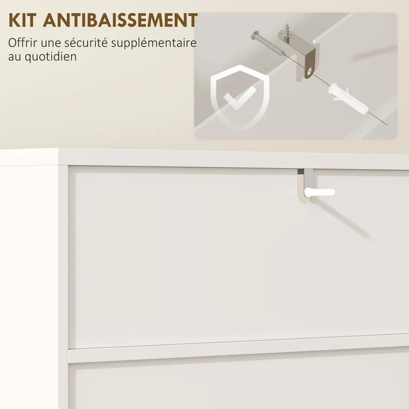 Armoire de salle de bain 5 niveaux 60 x 31.8 x 93 cm gain de place portes cannelées fermeture douce moderne en MDF blanc 21_0002132