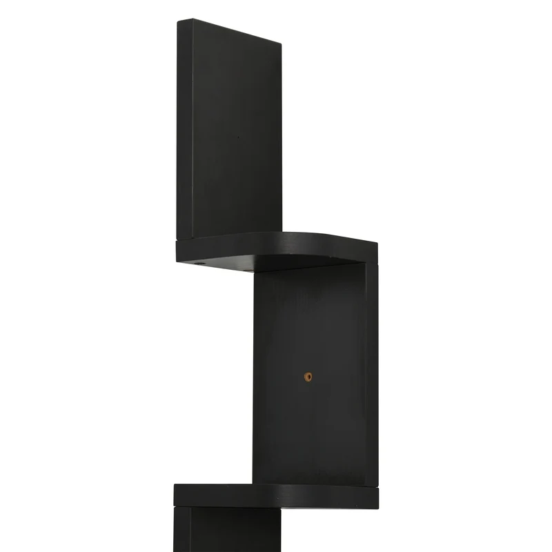 Étagère d'angle murale zigzag salon bureau 12 x 12 x 120 cm 5 niveaux de rangement style contemporain épuré en MDF noire 21_0001698