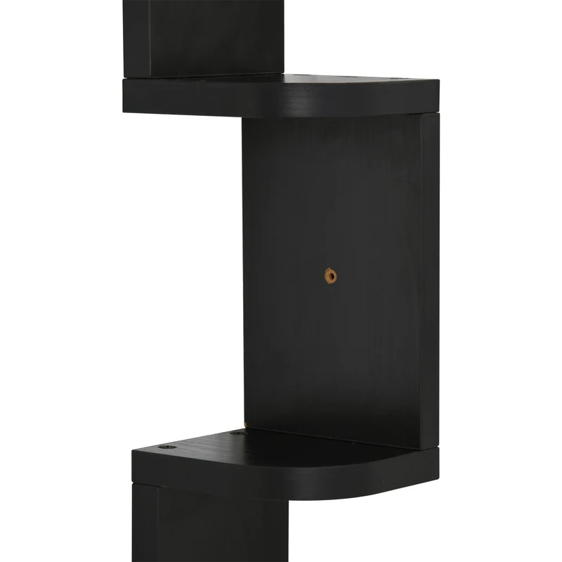 Étagère d'angle murale zigzag salon bureau 12 x 12 x 120 cm 5 niveaux de rangement style contemporain épuré en MDF noire 21_0001698