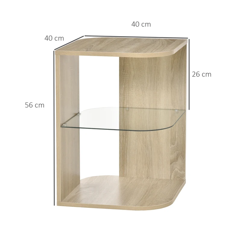 Table d'appoint bout de canapé 40 x 40 x 56 cm compacte légère étagère inférieure contemporain épuré en bois naturel 21_0003031
