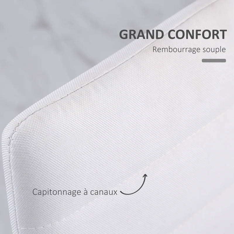 Lot de 4 chaises de salle à manger dossier haut 41 x 50 x 97 cm assise rembourrée soutien dos stable épuré en lin blanc 21_0002238