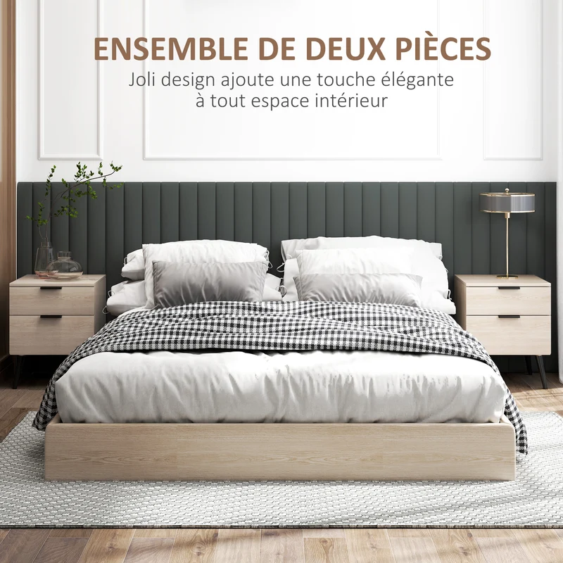 Lot de 2 tables de chevet à tiroirs 40 x 40 x 50 cm rangement optimisé stabilité scandinave contemporain en bois chêne 21_0001616