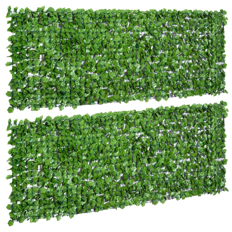 Lot de 2 haies artificielles brise-vue balcon 3 x 1 m intimité entretien facile style contemporain en plastique vert 21_0004012