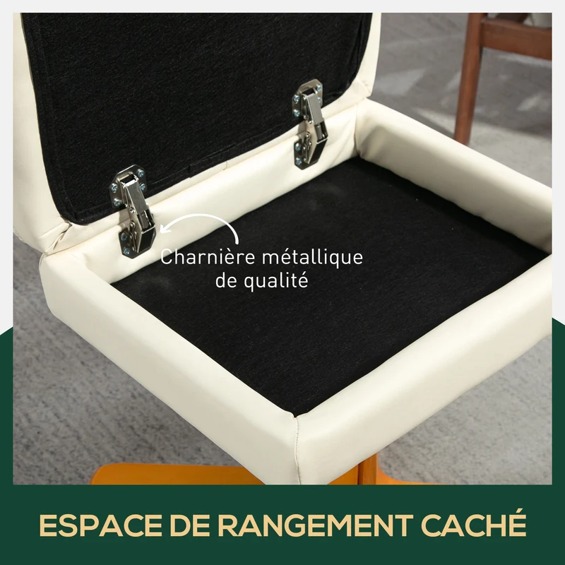 Lot de 2 fauteuil de relaxation avec repose-pied 80 x 86 x 99 cm inclinable 145° pivotant 360° moderne cosy en PU crème 21_0001712