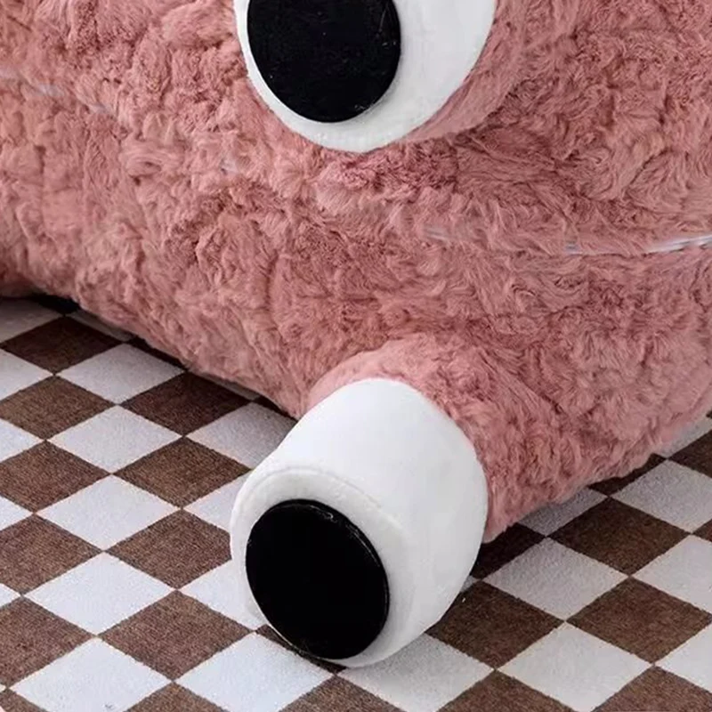 Contemporary Creative Cartoon Alpaca Sherpa Fabric Pine Wood Kids Low Stool Backless Armless For Living Room