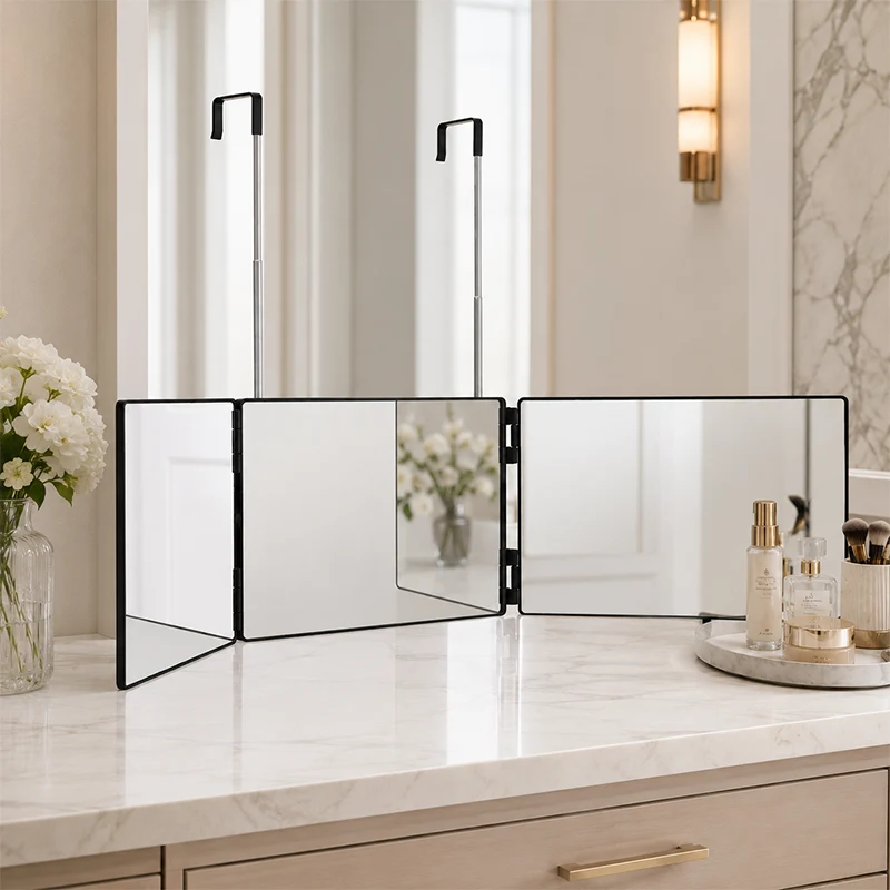 Modern Minimalist Rectangular ABS Glass Barber Wall Mirror Folding For Bathroom