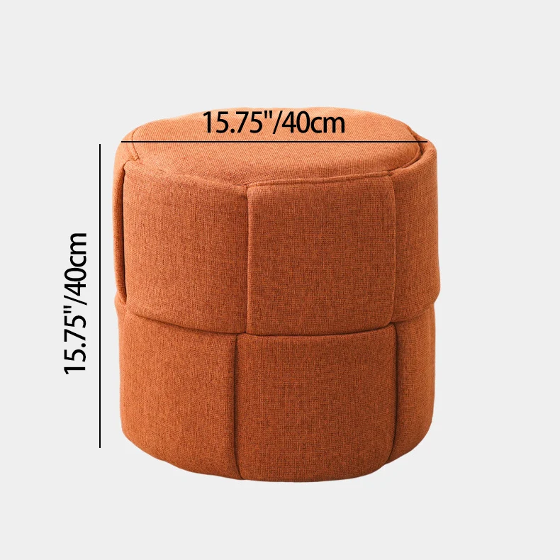 Contemporary Nordic Cylinder Plywood Pine Wood Fabric Sponge Low Stool Backless Armless For Hallway