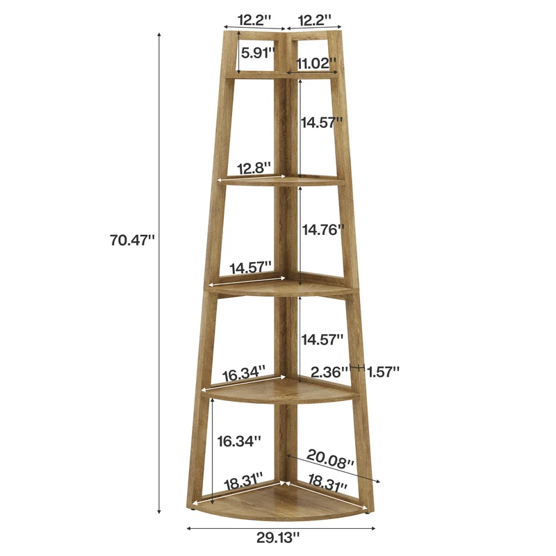Tribesigns Étagère d'angle haute (178 cm) à 5 niveaux, Meuble de rangement gain de place pour le salon et la cuisine