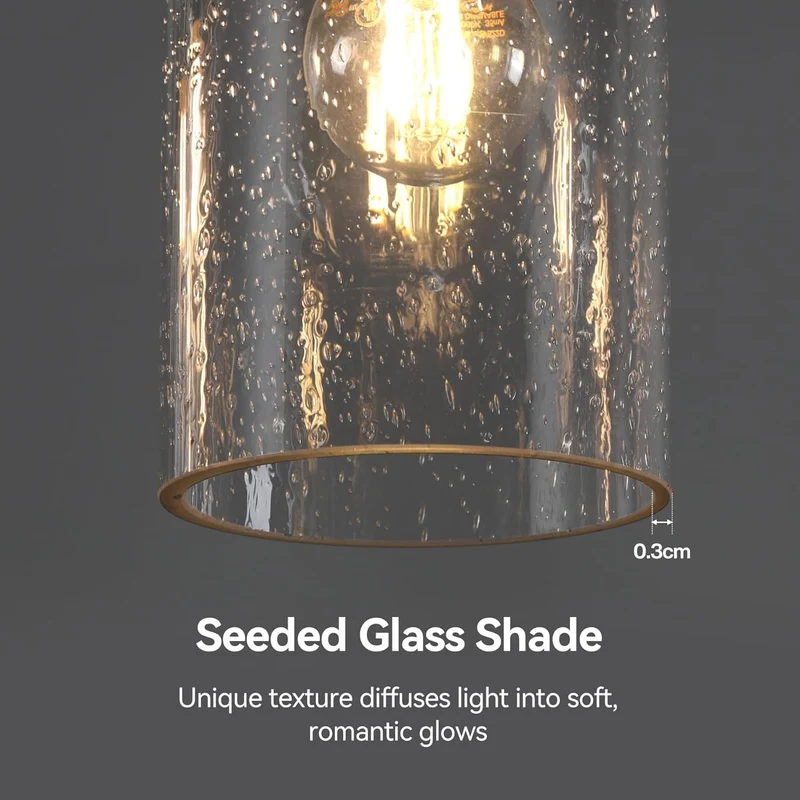 Tribesigns Lustre pour hauts plafonds, Lustre à 5 lumières avec abat-jour en verre, suspension style ferme