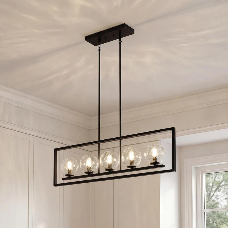 Tribesigns Suspension moderne à 5 lumières, Luminaire de plafond en métal réglable en hauteur
