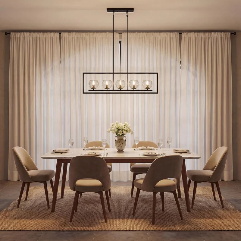 Tribesigns Suspension moderne à 5 lumières, Luminaire de plafond en métal réglable en hauteur