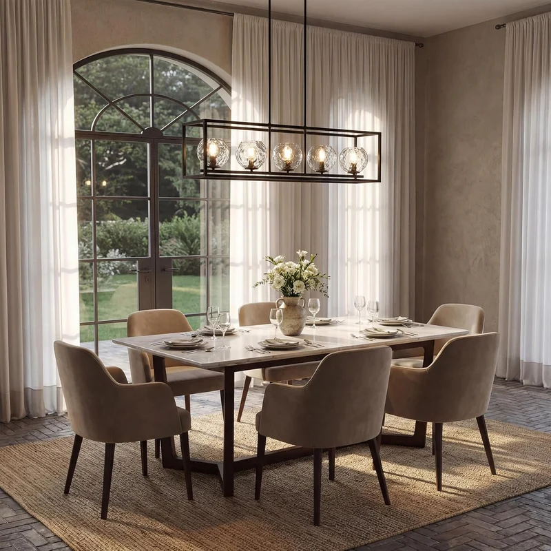 Tribesigns Suspension moderne à 5 lumières, Luminaire de plafond en métal réglable en hauteur