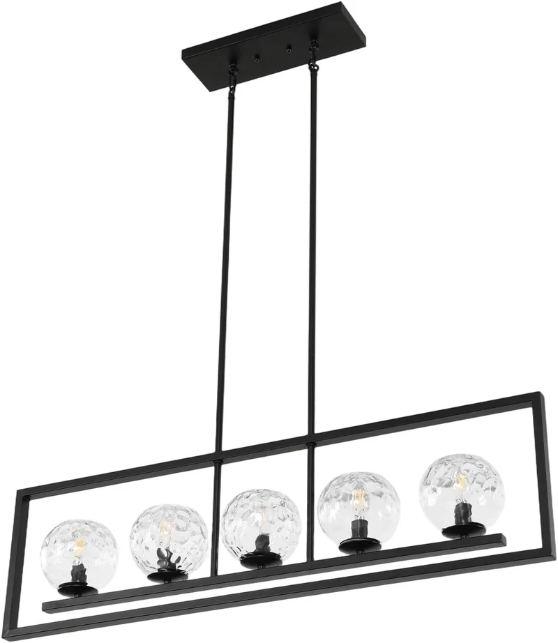Tribesigns Suspension moderne à 5 lumières, Luminaire de plafond en métal réglable en hauteur
