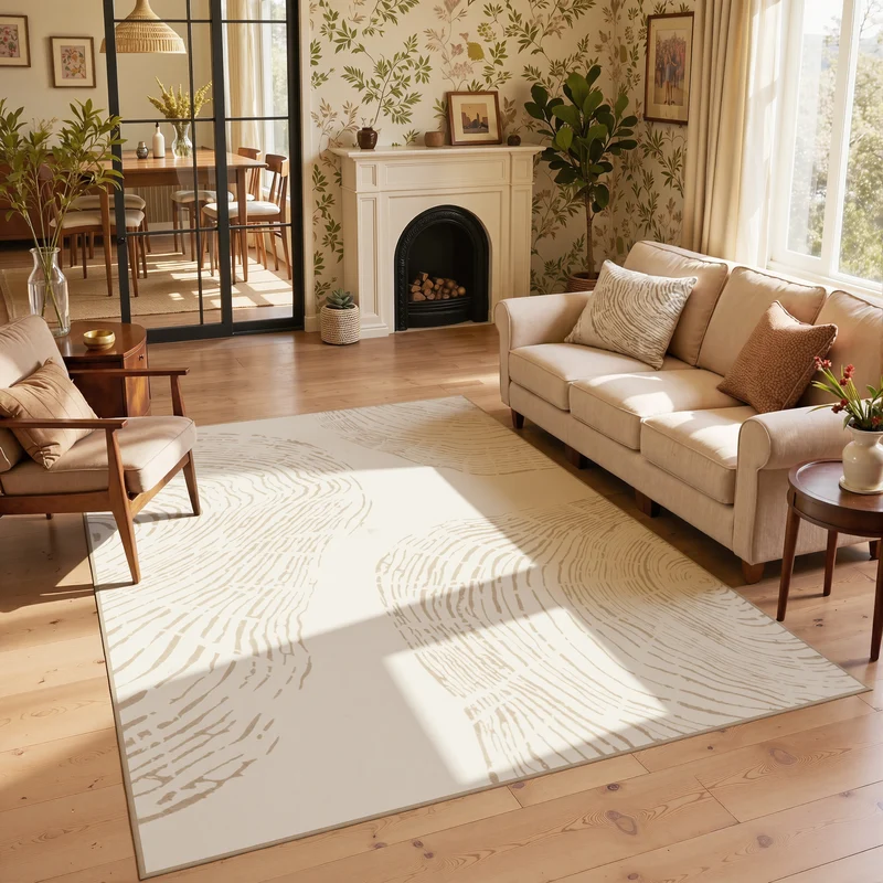 Tribesigns Tapis de salon lavable , Motif abstrait poils ras doux, Style bohème minimaliste, antidérapant