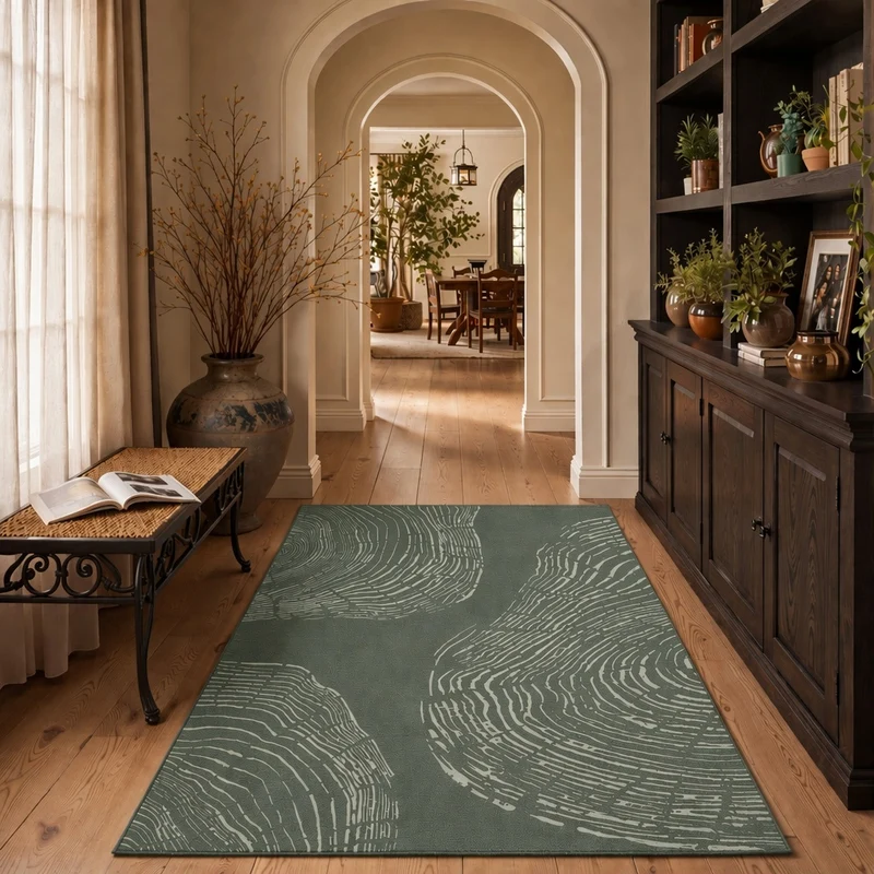 Tribesigns Tapis de salon lavable , Motif abstrait poils ras doux, Style bohème minimaliste, antidérapant
