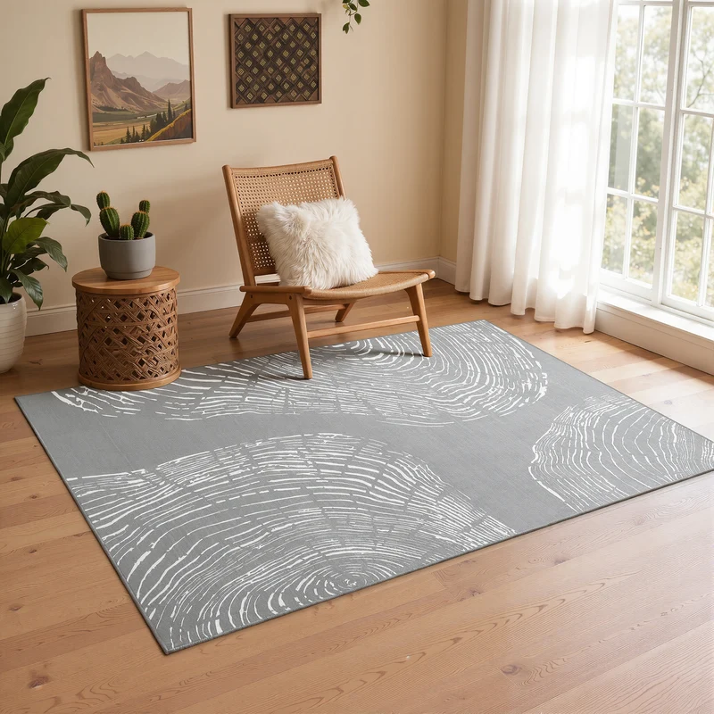 Tribesigns Tapis de salon lavable , Motif abstrait poils ras doux, Style bohème minimaliste, antidérapant