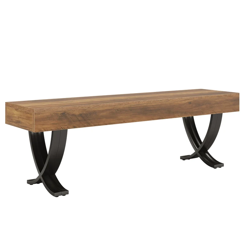 Tribesigns Banc à chaussures industriel de 140 cm avec pieds en X en métal, Long banc d'entrée pour chambre, salon et couloir