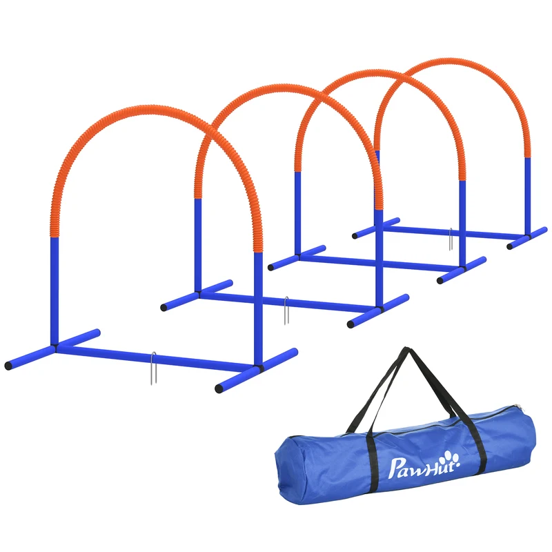 Kit d'agilité pour chien entraînement 88 x 64 x 95 cm transportable fixation au sol tendance épuré en plastique bleu 21_0007518