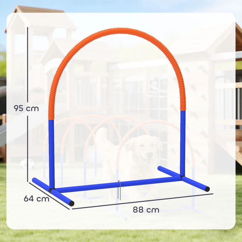 Kit d'agilité pour chien entraînement 88 x 64 x 95 cm transportable fixation au sol tendance épuré en plastique bleu 21_0007518