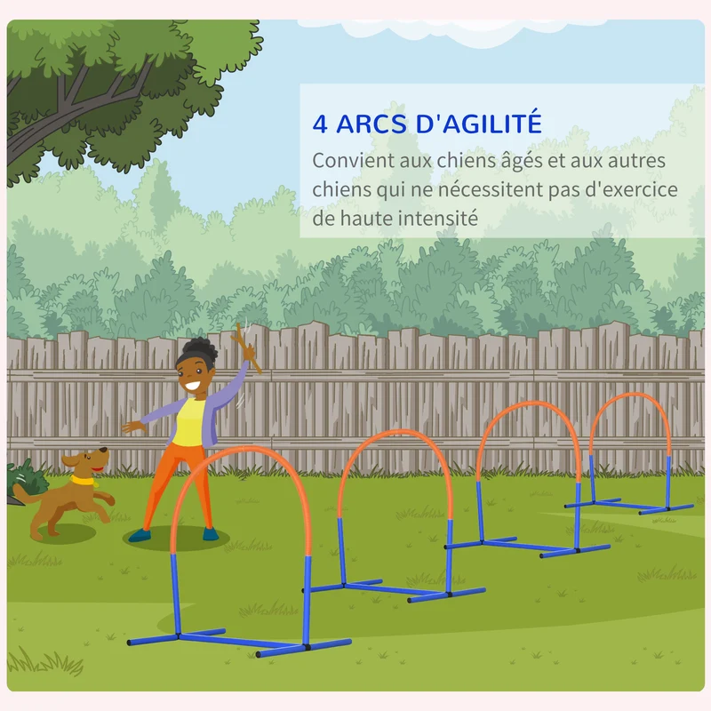 Kit d'agilité pour chien entraînement 88 x 64 x 95 cm transportable fixation au sol tendance épuré en plastique bleu 21_0007518