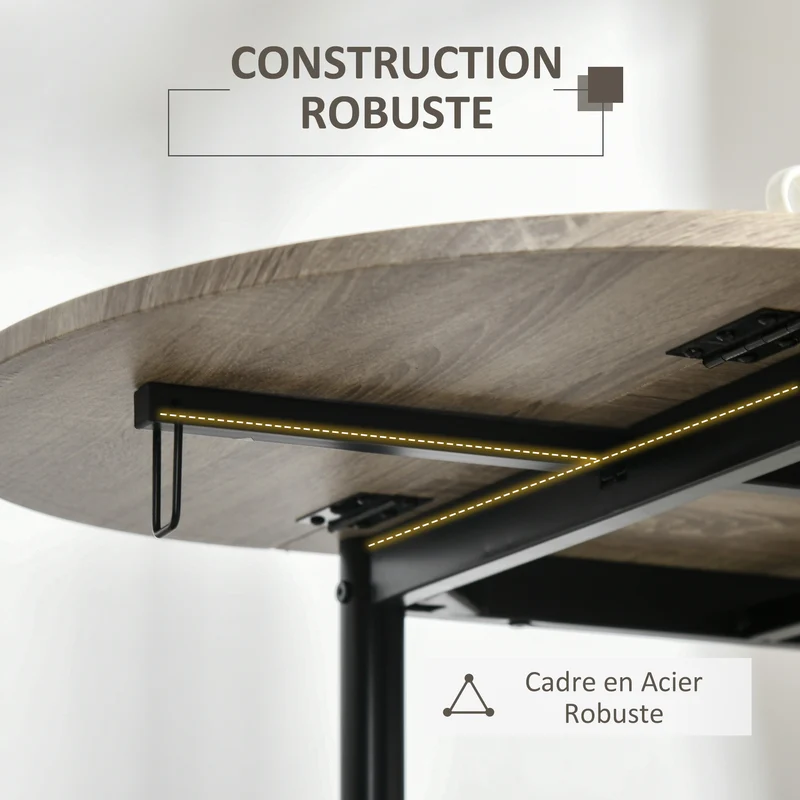 Ensemble table ovale extensible 3 pièces pour salle à manger 120 x 60 x 75 cm rallonges rabattables moderne en MDF marron 21_0002274