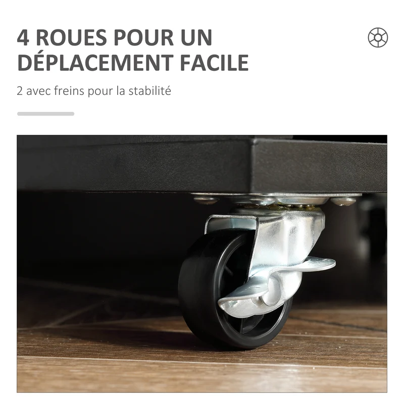 Caisson de bureau mobile rangement 47,5 x 39,5 x 90 cm 7 tiroirs roulettes freins moderne en panneau de particules noir 21_0006387