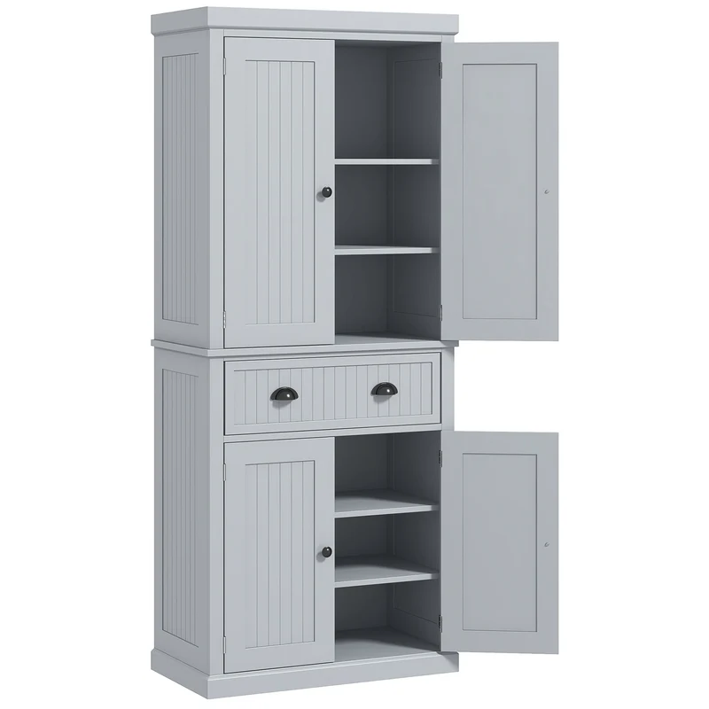 Armoire de cuisine buffet multi-rangements 76.2 x 40.2 x 183 cm grand tiroir étagères réglables moderne en MDF gris 21_0002163
