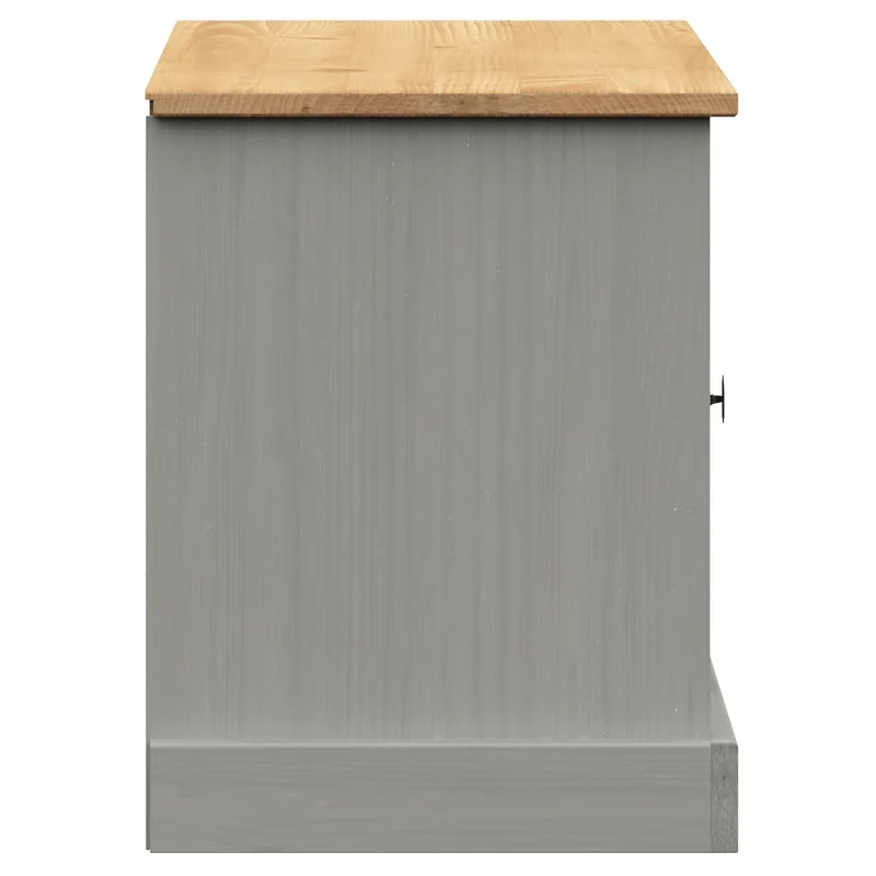 Banc de rangement à chaussures avec 4 compartiments et 2 petites armoires 106 x 35 x 45 cm en bois de pin gris DEC024963