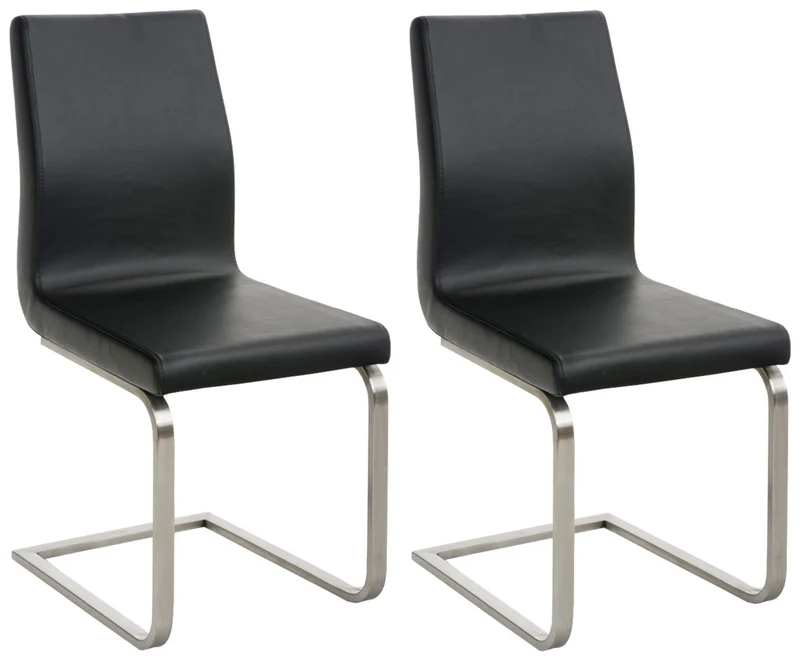 Chaises de salle à manger x2 design moderne en PVC noir support en acier inoxydable 10_0007402