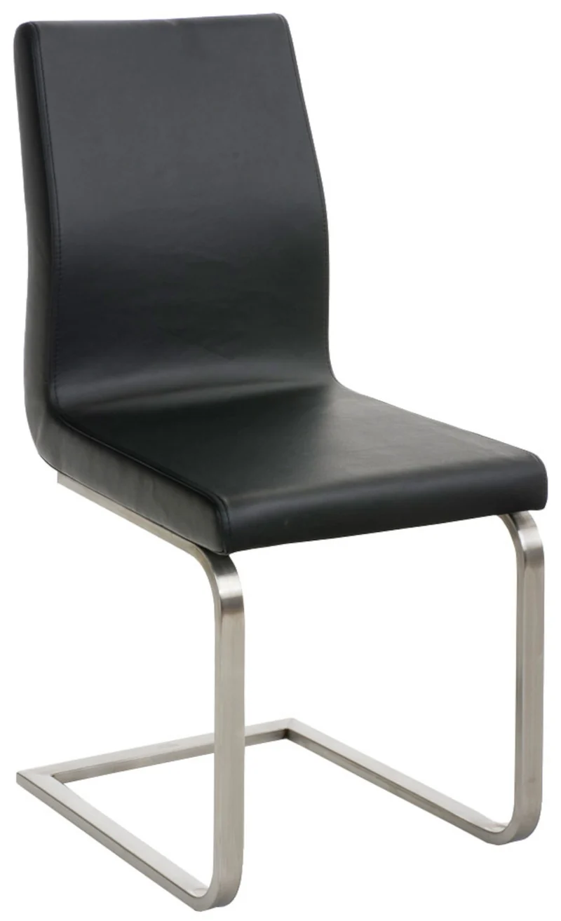 Chaises de salle à manger x2 design moderne en PVC noir support en acier inoxydable 10_0007402