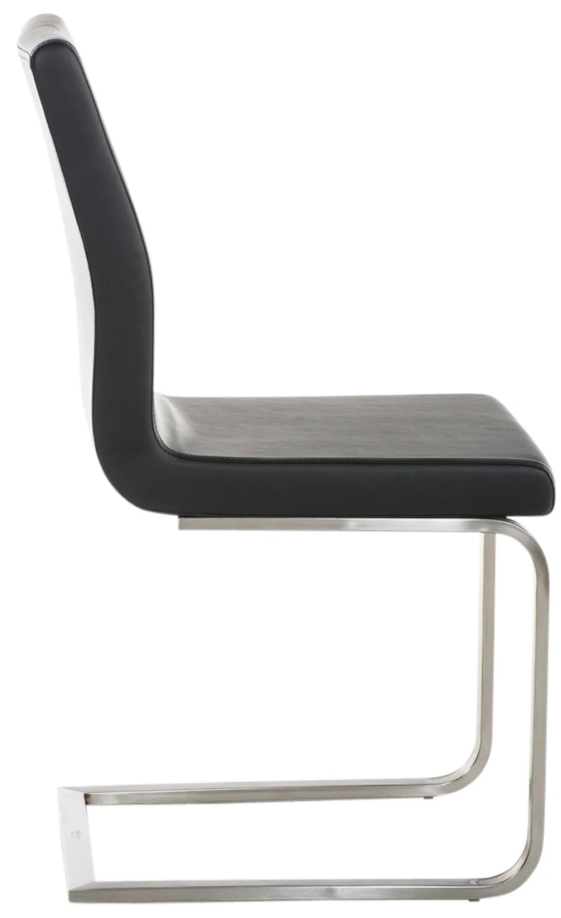 Chaises de salle à manger x2 design moderne en PVC noir support en acier inoxydable 10_0007402