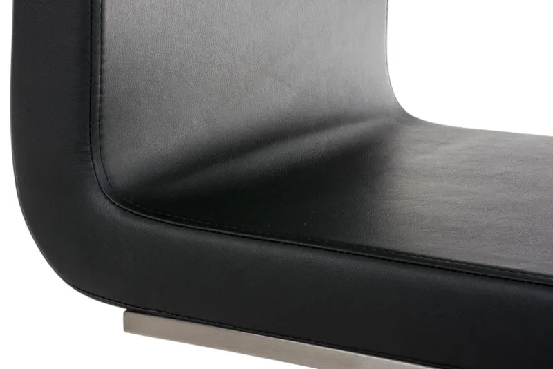 Chaises de salle à manger x2 design moderne en PVC noir support en acier inoxydable 10_0007402