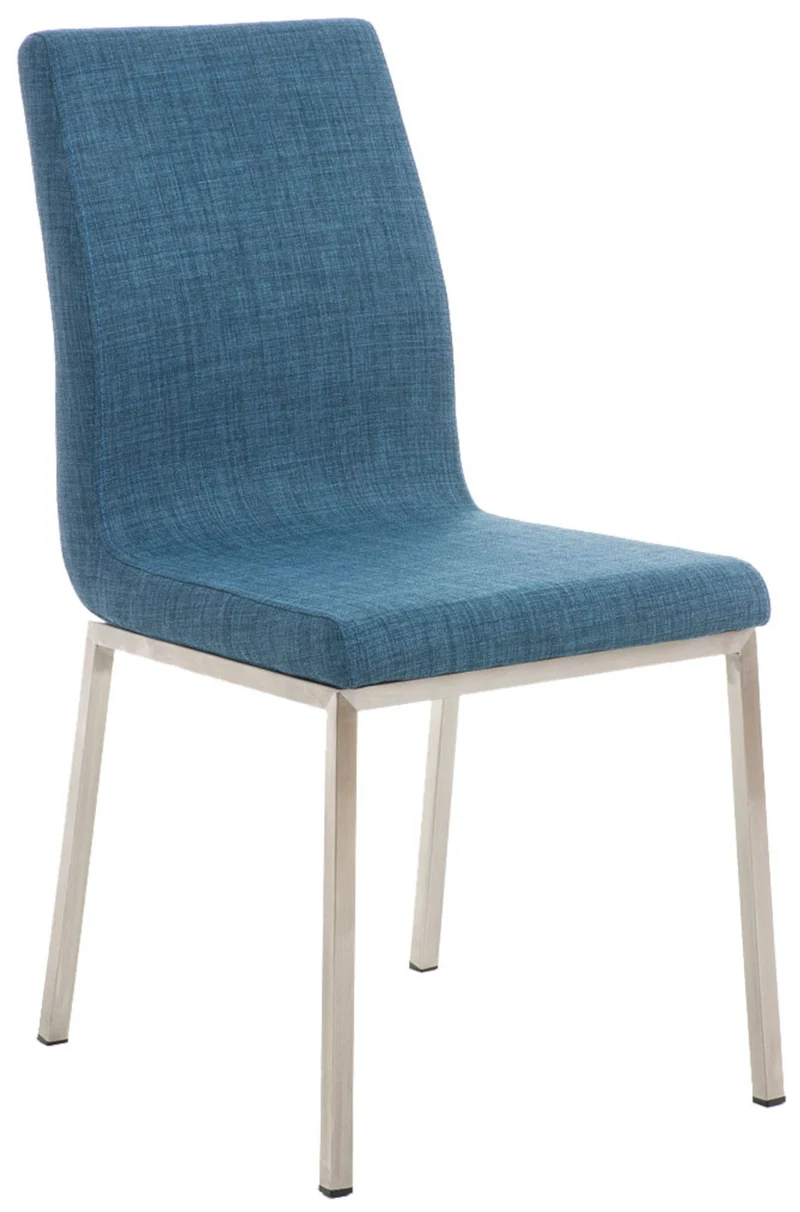 Lot de 2 chaises de salle à manger style épuré en tissu bleu et acier inoxydable 10_0007787