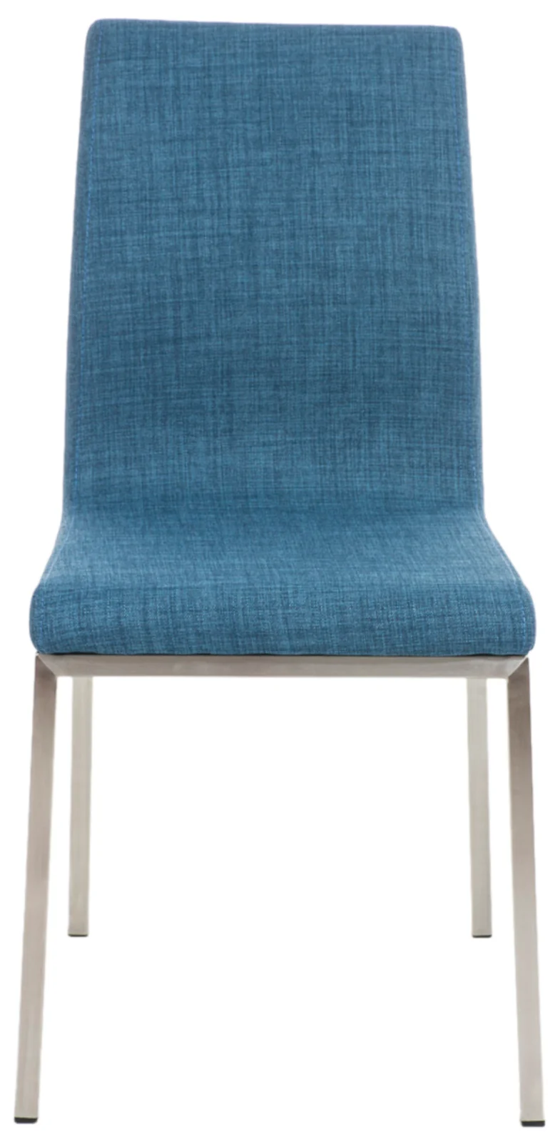 Lot de 2 chaises de salle à manger style épuré en tissu bleu et acier inoxydable 10_0007787