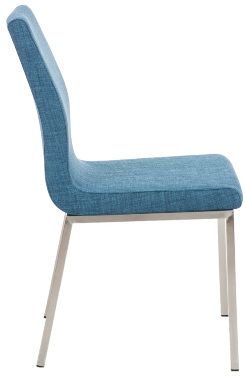 Lot de 2 chaises de salle à manger style épuré en tissu bleu et acier inoxydable 10_0007787