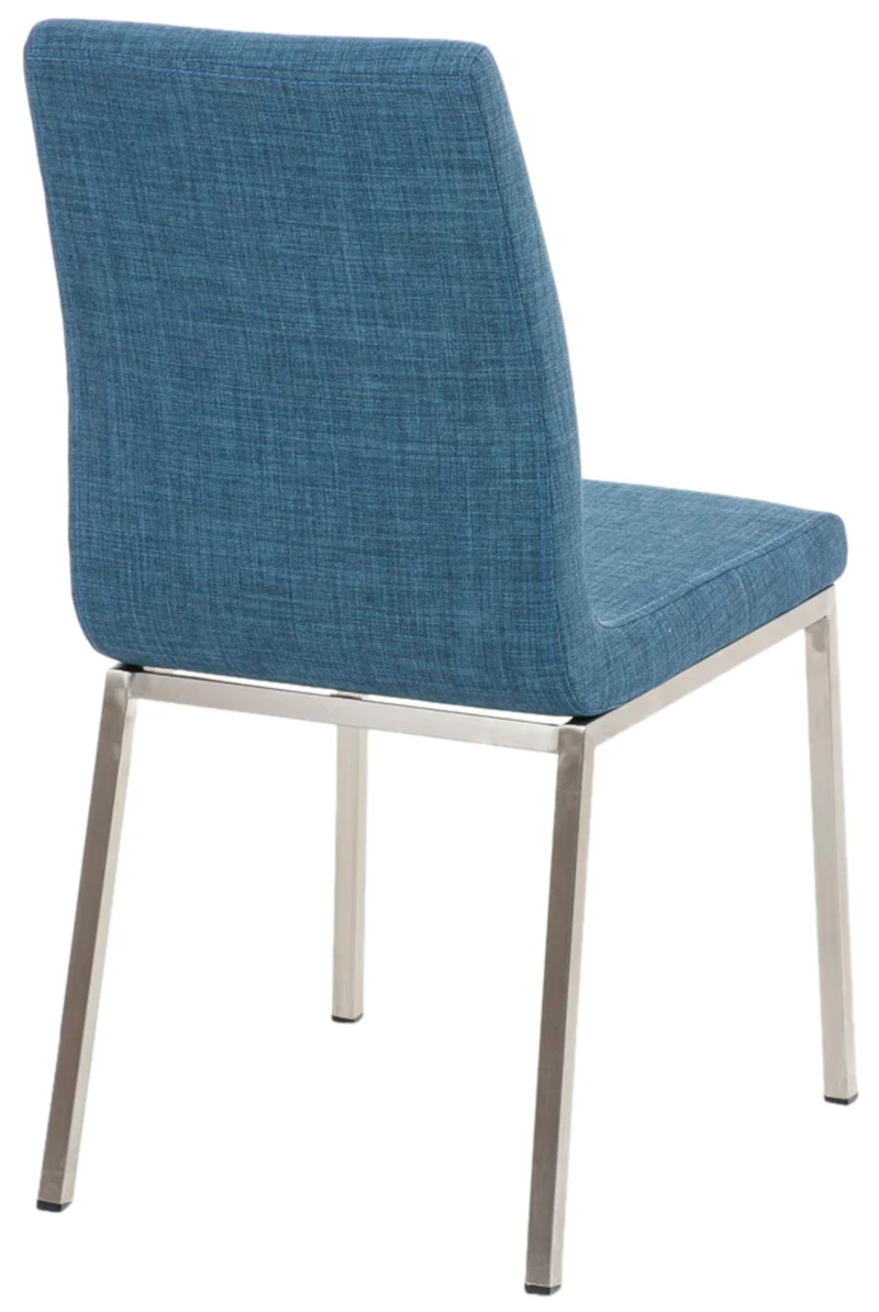 Lot de 2 chaises de salle à manger style épuré en tissu bleu et acier inoxydable 10_0007787