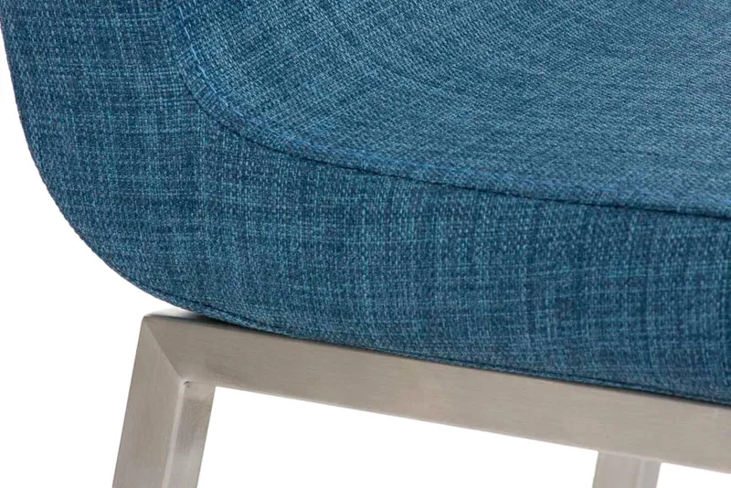 Lot de 2 chaises de salle à manger style épuré en tissu bleu et acier inoxydable 10_0007787