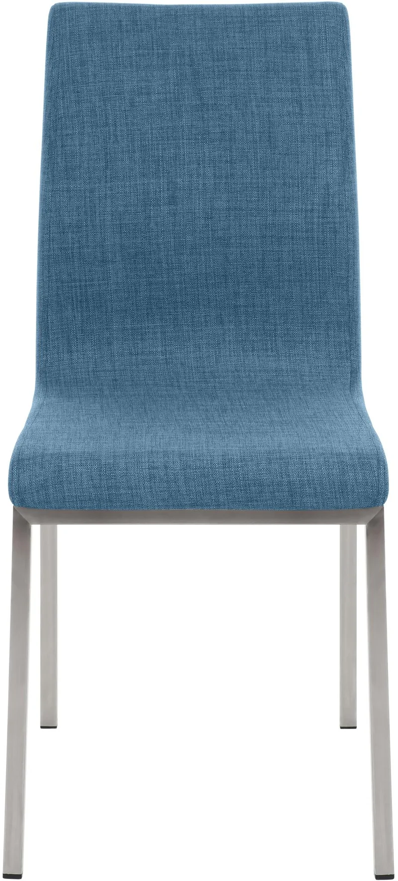 Chaise de salle à manger x1 style épuré en tissu bleu et acier inoxydable 10_0007665