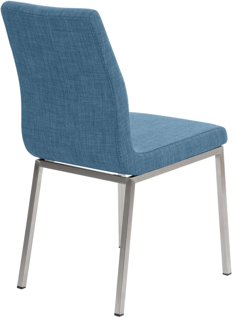 Chaise de salle à manger x1 style épuré en tissu bleu et acier inoxydable 10_0007665