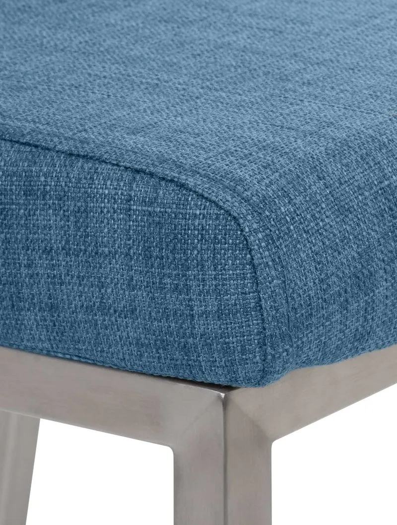 Chaise de salle à manger x1 style épuré en tissu bleu et acier inoxydable 10_0007665
