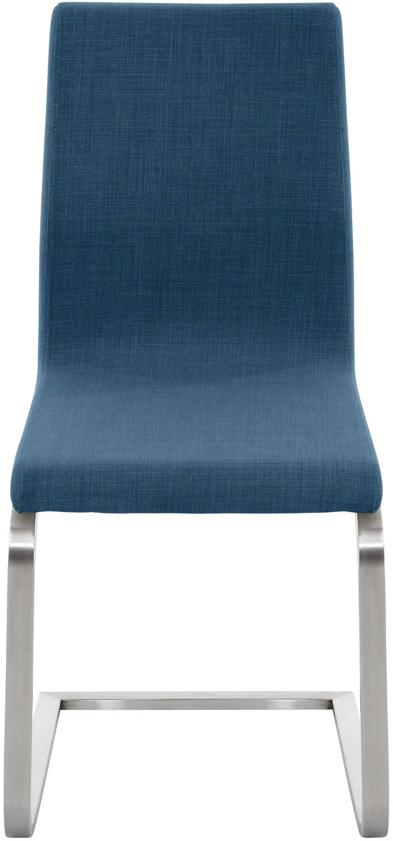 Chaise de salle à manger x1 design moderne en tissu bleu support en acier inoxydable 10_0007664