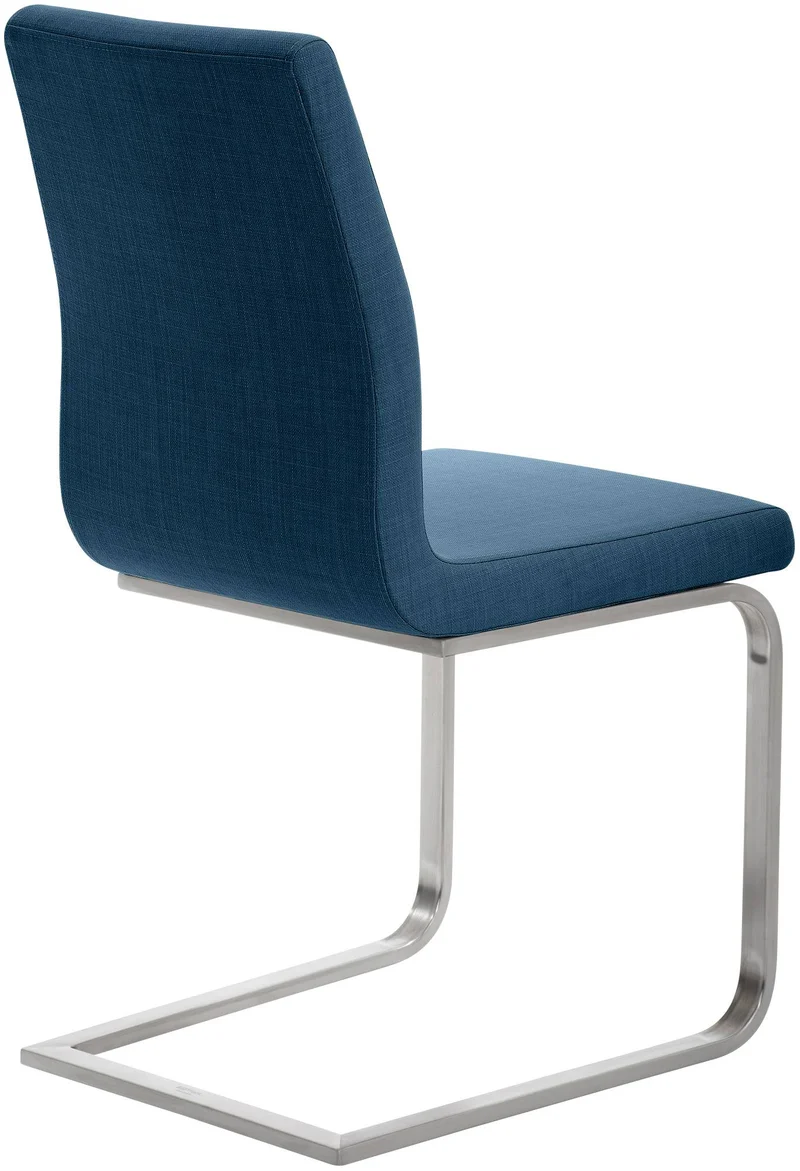 Chaise de salle à manger x1 design moderne en tissu bleu support en acier inoxydable 10_0007664