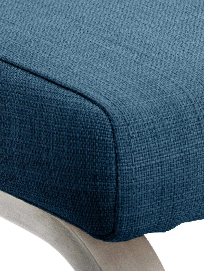 Chaise de salle à manger x1 design moderne en tissu bleu support en acier inoxydable 10_0007664