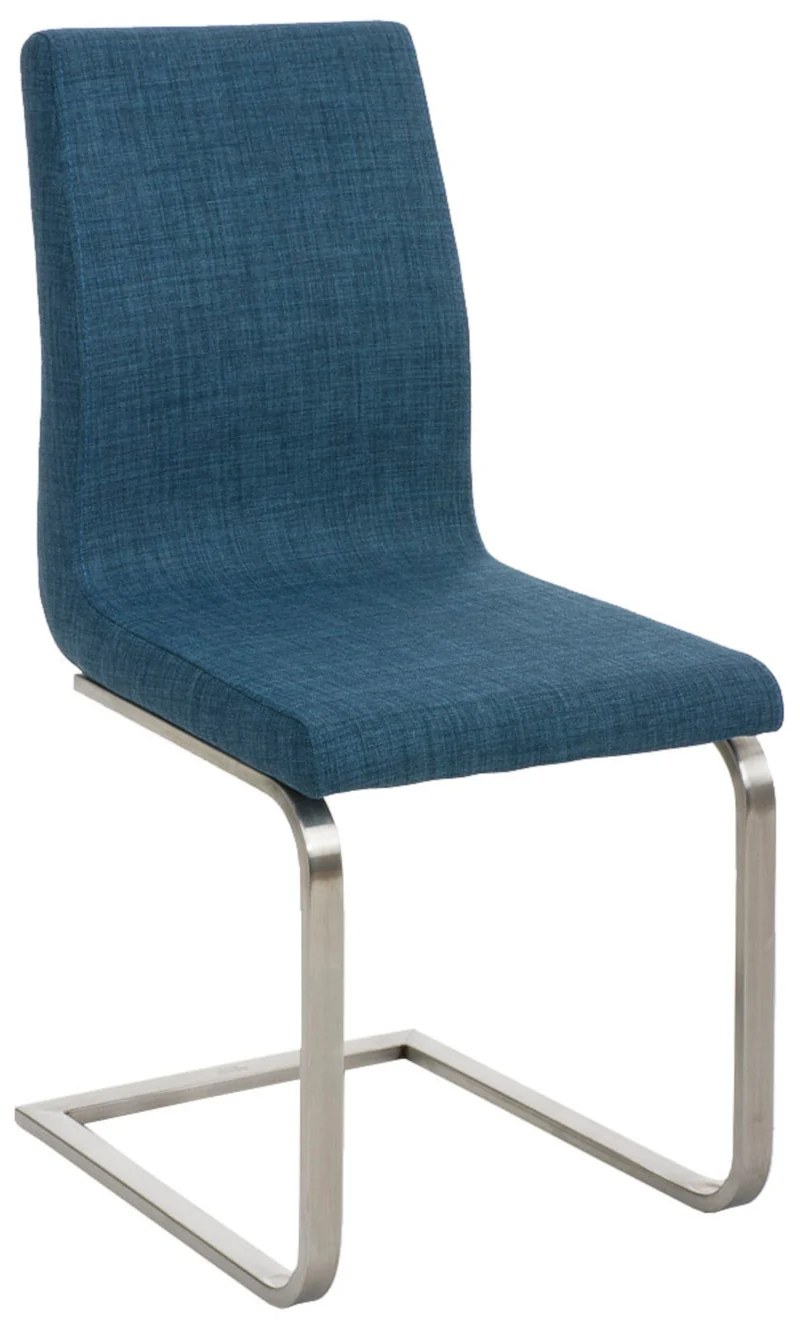 Chaises de salle à manger x2 design moderne en tissu bleu support en acier inoxydable 10_0007786