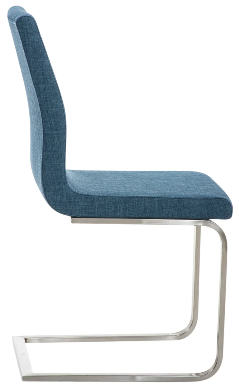 Chaises de salle à manger x2 design moderne en tissu bleu support en acier inoxydable 10_0007786