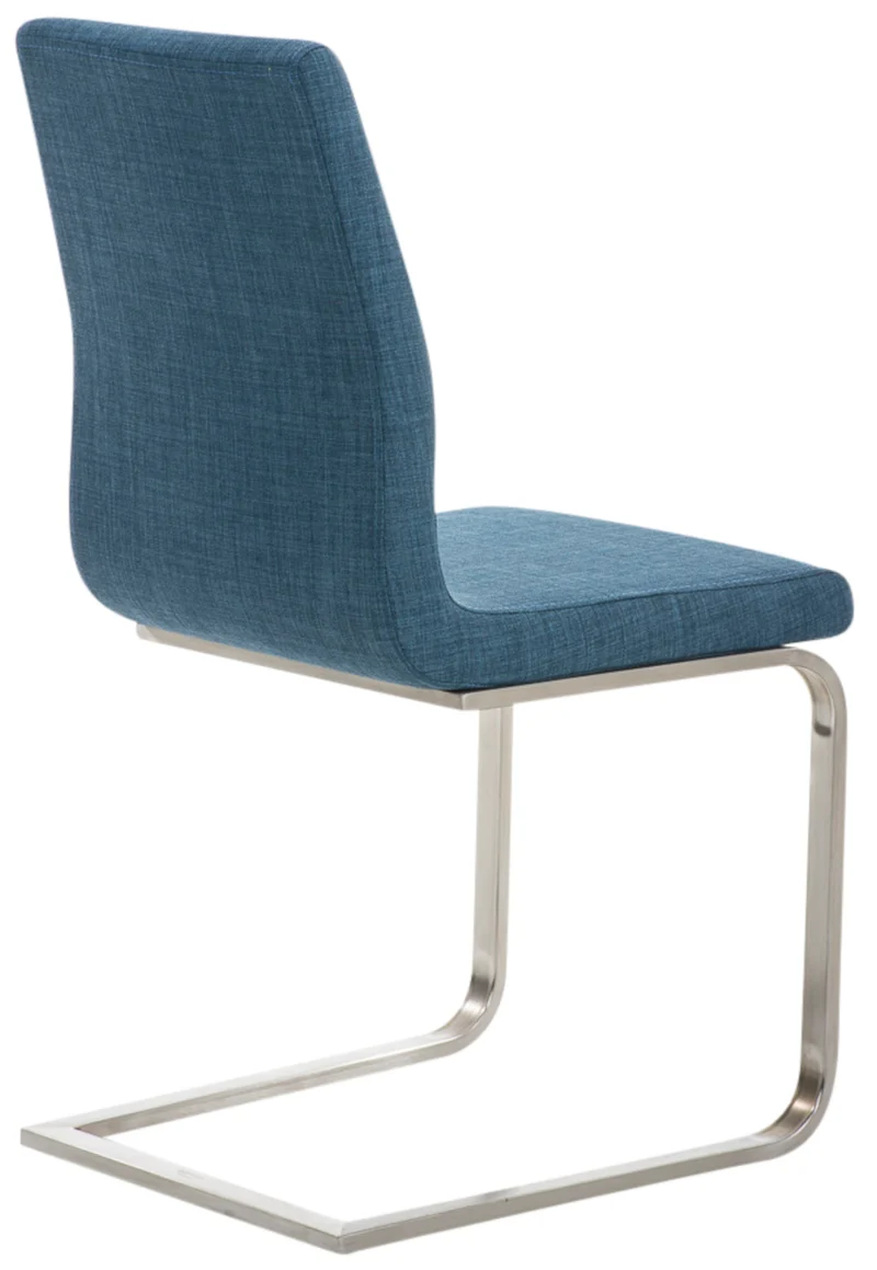 Chaises de salle à manger x2 design moderne en tissu bleu support en acier inoxydable 10_0007786