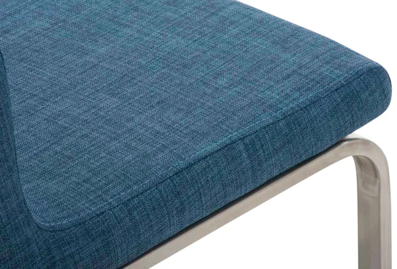 Chaises de salle à manger x2 design moderne en tissu bleu support en acier inoxydable 10_0007786