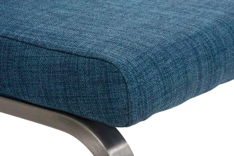 Chaises de salle à manger x2 design moderne en tissu bleu support en acier inoxydable 10_0007786